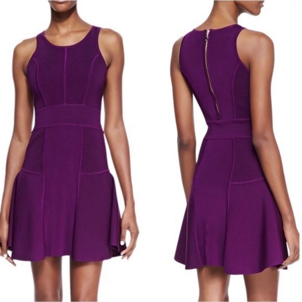 MILLY Plum knit fit and flare dress